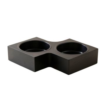 Elm Edge Pet Feeding Stand With Two Plain Empty Bowls - Black