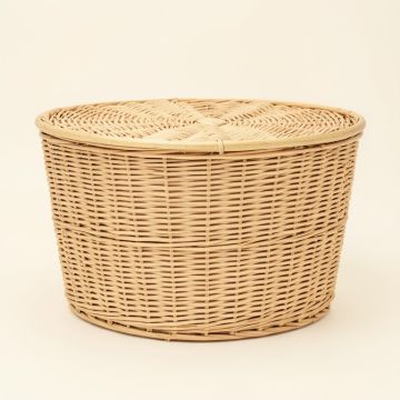 Oval Double Wicker Laundry Hamper (synthetic illustration; no displayed measurements)