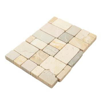 Blocki Interlocking Random Sized Natural Stone/Glass Mosaic Tile