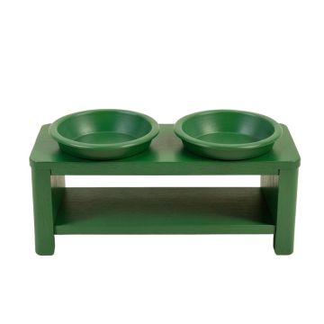 Cove Bluff Pet Feeding Stand With Two Plain Empty Bowls - Green