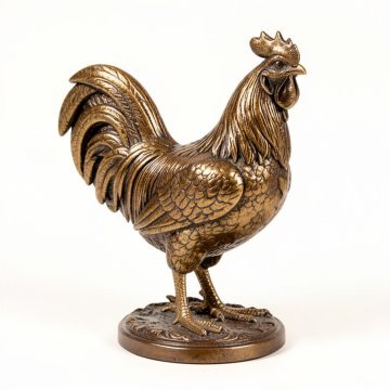 Ebros Country Western Rustic Decorative Rooster Chicken Statue In Bronze Electroplated Resin (synthetic illustration; no displayed measurements)