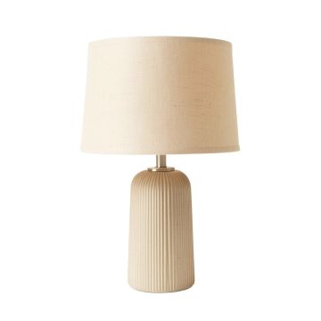 Hill Crest Table Lamp With A Plain Fabric Shade - Beige