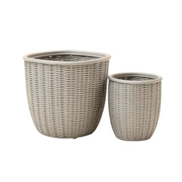 Heide 2 - Piece Polyrattan Cachepot Set