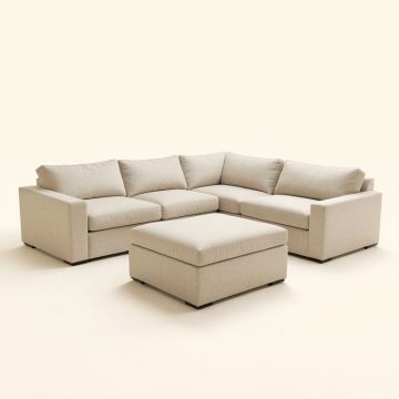 Lavery 124 '' Wide Left Hand Facing Modular Sectional With Ottoman (synthetic illustration; no displayed measurements)
