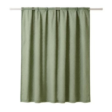 Reed Canyon Shower Curtain Hanging Flat From A Plain Rod - Green