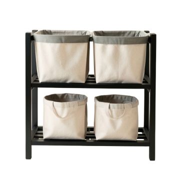 Rowan Bluff Laundry Sorting Station With Plain Removable Bags - Black