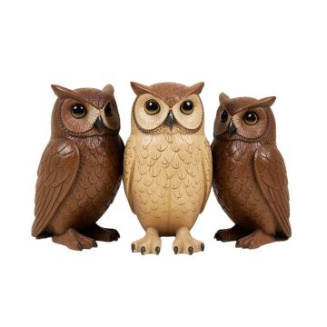 Yorkshire Solar Owl 3 Piece Statue Set
