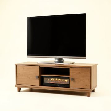 Aubriella Tv Stand For Tvs Up To 65 '' With Electric Fireplace Included (synthetic illustration; no displayed measurements)