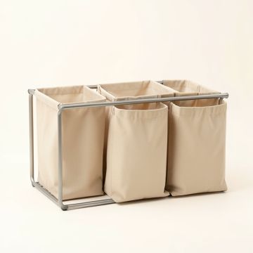 River Bridge Laundry Sorting Station With Plain Removable Bags - Beige (synthetic illustration; no displayed measurements)