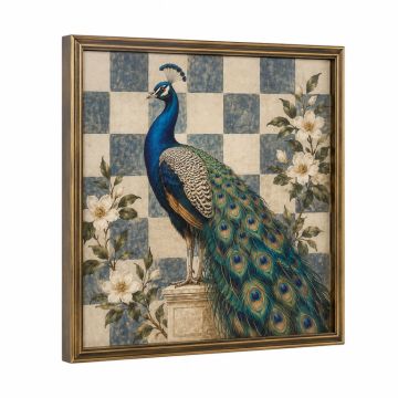 Avesbury Peacock Peafowl Check Framed Art