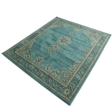 Hagerman Vintage Filigree Textured Weave Indoor/Outdoor Teal Area Rug