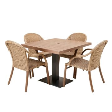 Bearden 3-Piece Commercial-Grade Patio Set With 2 Woven Dining Chairs And A