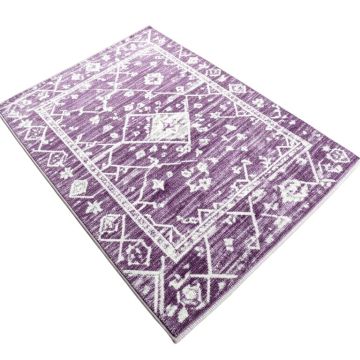 Tynes Geometric Purple/White Area Rug