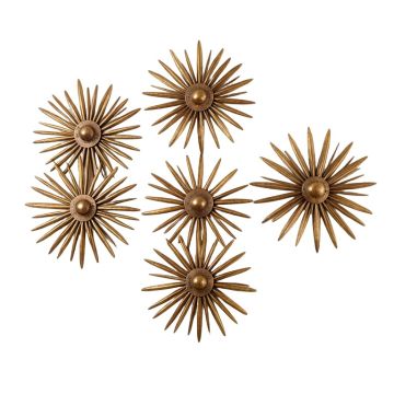 6 Piece Sunburst Decorative Metal Sculpture Hanging Wall Décor Set
