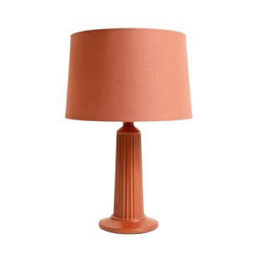 Laurel Branch Table Lamp With A Plain Fabric Shade - Terracotta