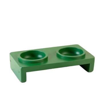 Maple Branch Pet Feeding Stand With Two Plain Empty Bowls - Green