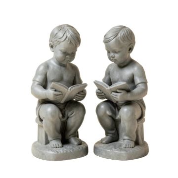 Alma Boy And Girl Reading 2 Piece Statue Set