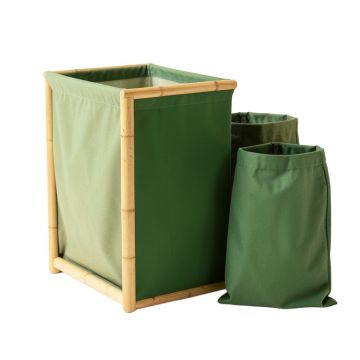 Dune Bridge Laundry Sorting Station With Plain Removable Bags - Green