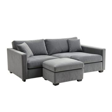 Allisa Right Facing Sectional Sofa . Grey .