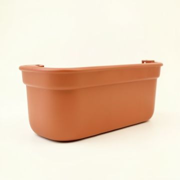 Hazel Crossing Empty Railing Planter With Integral Brackets - Terracotta (synthetic illustration; no displayed measurements)