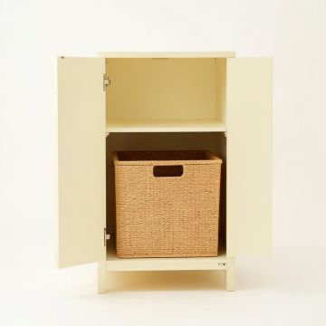 Juniper Crest Freestanding Pull-Out Hamper Cabinet - Cream (synthetic illustration; no displayed measurements)