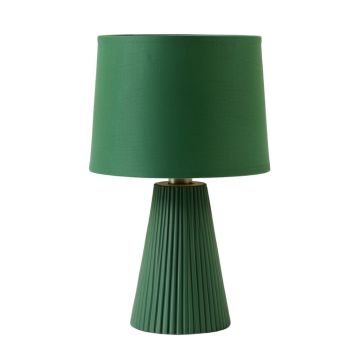 Linden Branch Table Lamp With A Plain Fabric Shade - Green