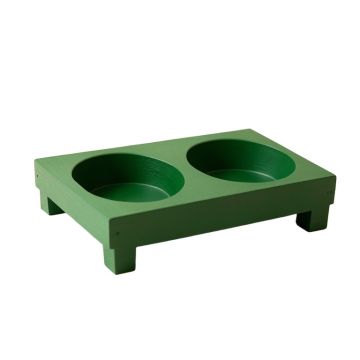 Maple Falls Pet Feeding Stand With Two Plain Empty Bowls - Green