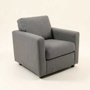 Upholstered Arm Chair In Gray (synthetic illustration; no displayed measurements)