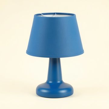 Meadow Arc Table Lamp With A Plain Fabric Shade - Blue (synthetic illustration; no displayed measurements)