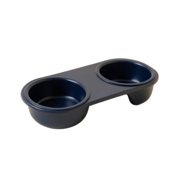 Cedar Field Pet Feeding Stand With Two Plain Empty Bowls - Navy