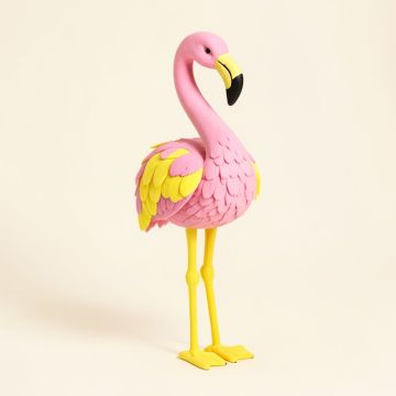 Standing Feathered Flamingo Decoration (synthetic illustration; no displayed measurements)
