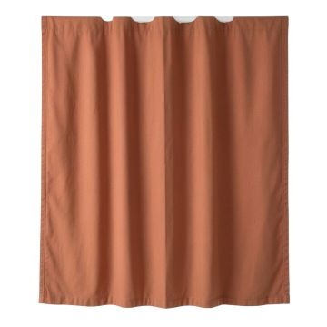 Cedar Crossing Shower Curtain Hanging Flat From A Plain Rod - Terracotta