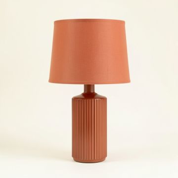 Reed Bend Table Lamp With A Plain Fabric Shade - Terracotta (synthetic illustration; no displayed measurements)