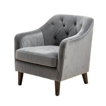 Iseminger Tufted Velvet Upholstered Side Chair In Gray