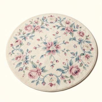 Round Eliphaz Floral Shag Ivory/Pink/Blue Area Rug (synthetic illustration; no displayed measurements)