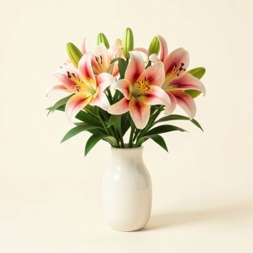 Real Touch Tiger Lilies Floral Arrangement In Vase (synthetic illustration; no displayed measurements)