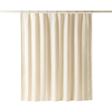 Cove Bend Shower Curtain Hanging Flat From A Plain Rod - Ivory