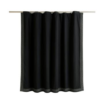 Cedar Brook Shower Curtain Hanging Flat From A Plain Rod - Black
