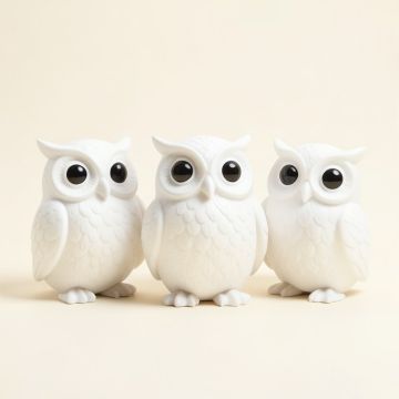 3 Piece Carder Fat Baby Owls Figurine Set (synthetic illustration; no displayed measurements)