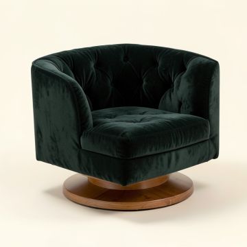 Kiowa 27.19 '' Wide Tufted Velvet Swivel Papasan Chair (synthetic illustration; no displayed measurements)