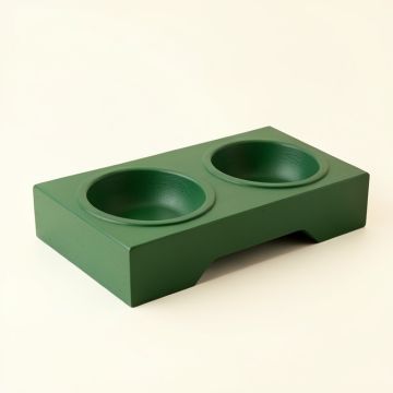 Olive Bluff Pet Feeding Stand With Two Plain Empty Bowls - Green (synthetic illustration; no displayed measurements)