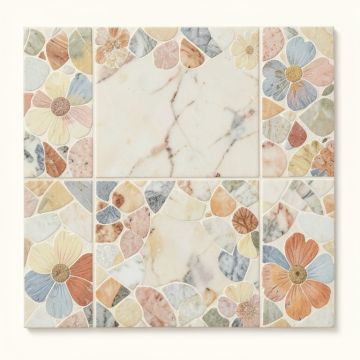 Daisy Field Flower Marble Novelty Mosaic Subway Wall & Floor Tile (synthetic illustration; no displayed measurements)