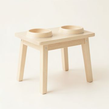 Lake Falls Pet Feeding Stand With Two Plain Empty Bowls - Ivory (synthetic illustration; no displayed measurements)