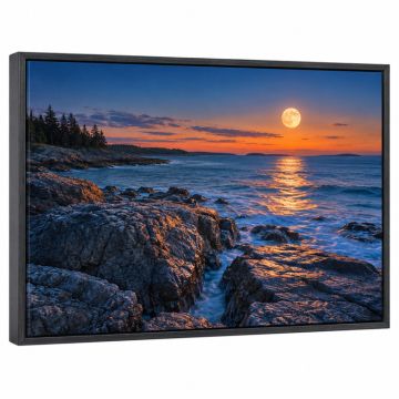 Moon Over Wood End By Michael Blanchette - Picture Frame Photograph Print On Canvas