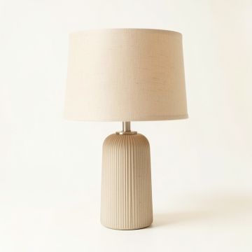 Hill Crest Table Lamp With A Plain Fabric Shade - Beige (synthetic illustration; no displayed measurements)