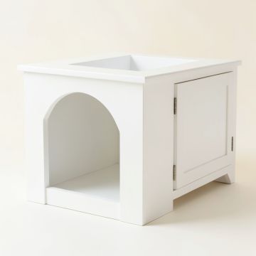 Harbor Crest Empty Furniture-Style Litter Enclosure - White (synthetic illustration; no displayed measurements)