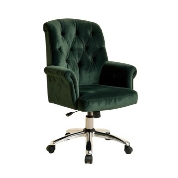 Velvet Office Chair Swivel Home Desk Chair With Wheels Upholstered Tufted Vanity Rolling Task Chair