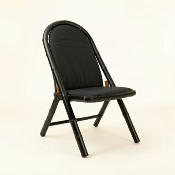 Oak Brook Folding Outdoor Chair - Black (synthetic illustration; no displayed measurements)