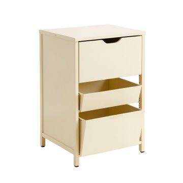 Cove Crest Freestanding Pull-Out Hamper Cabinet - Cream