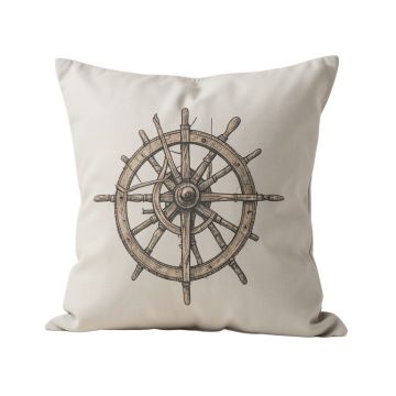 Laisha Ship Wheel Print Square Cotton Pillow Cover & Insert